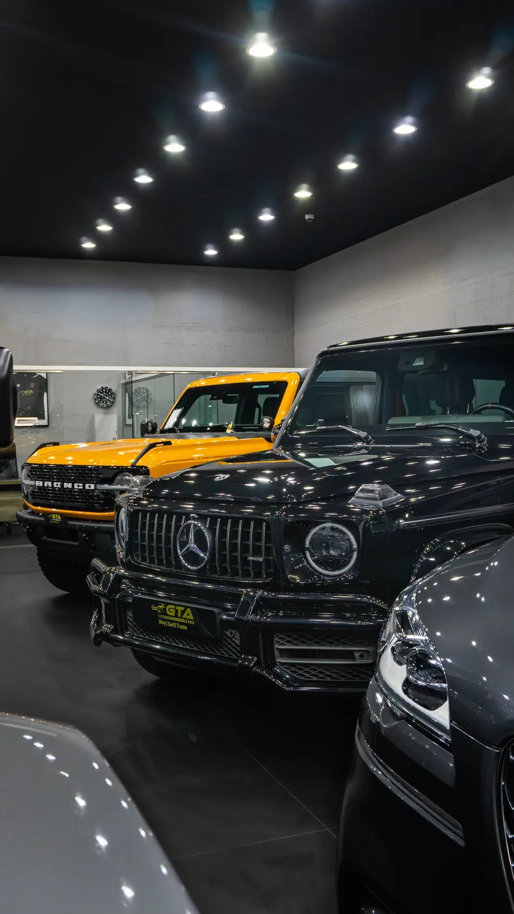 Mercedes-AMG G 63 and Ford Bronco in the GTA Cars showroom, Dubai